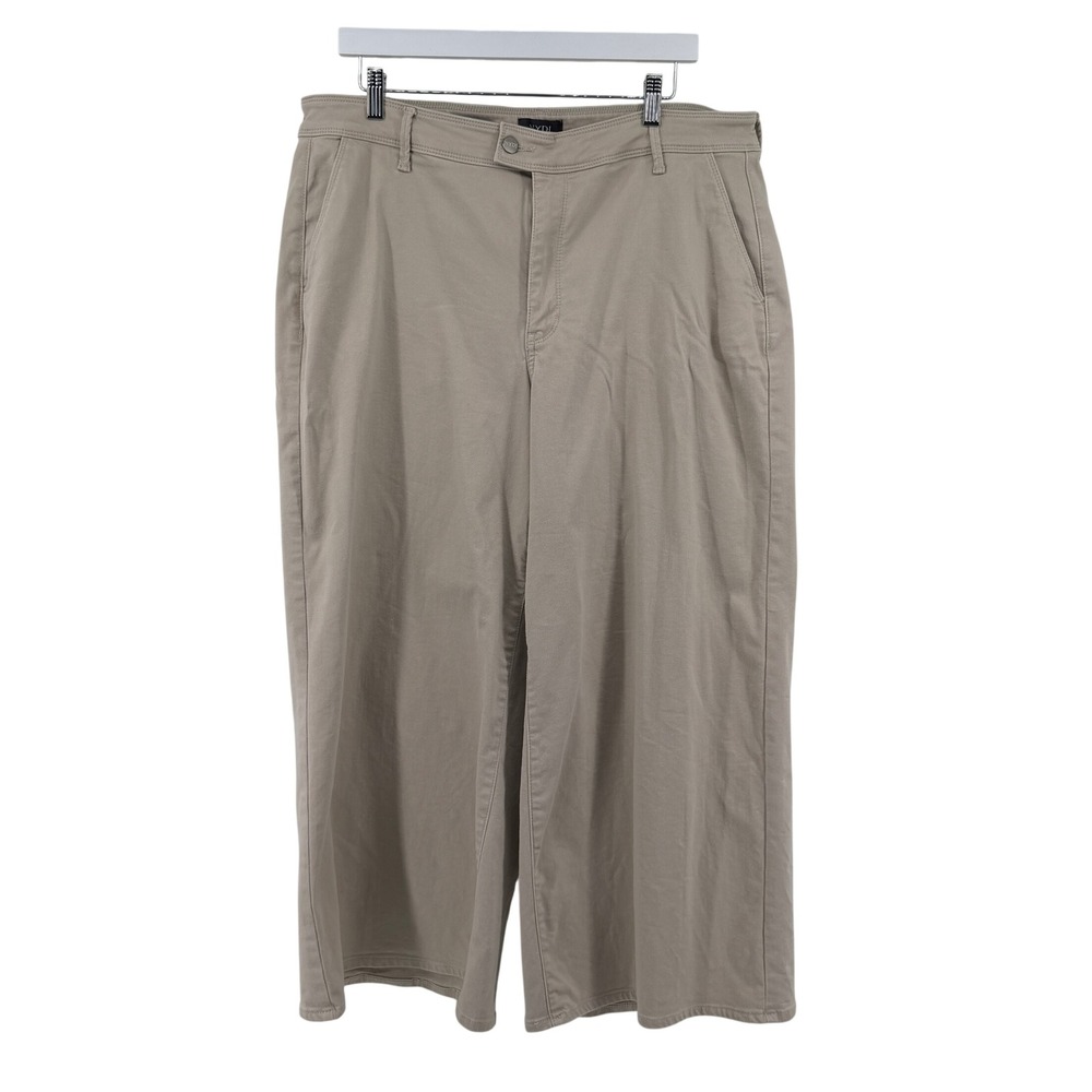NYDJ‎ Pants Wide Leg Cropped 14 Tan Women High Rise Relaxed Casual Trouser